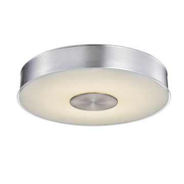 Round LED Brushed Aluminum Ceiling Light, Fusion, Surface Mount, 120-277V, 2600 Lumens